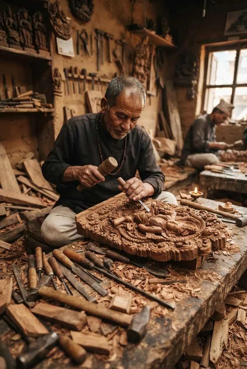 An artisan working by hand with traditional tools