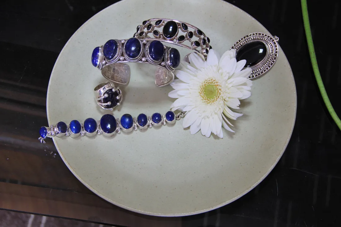Lapis and Silver — Set stones in silver.